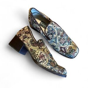 Vintage 1990s Kenneth Cole Baroque Tapestry Patterned Loafers